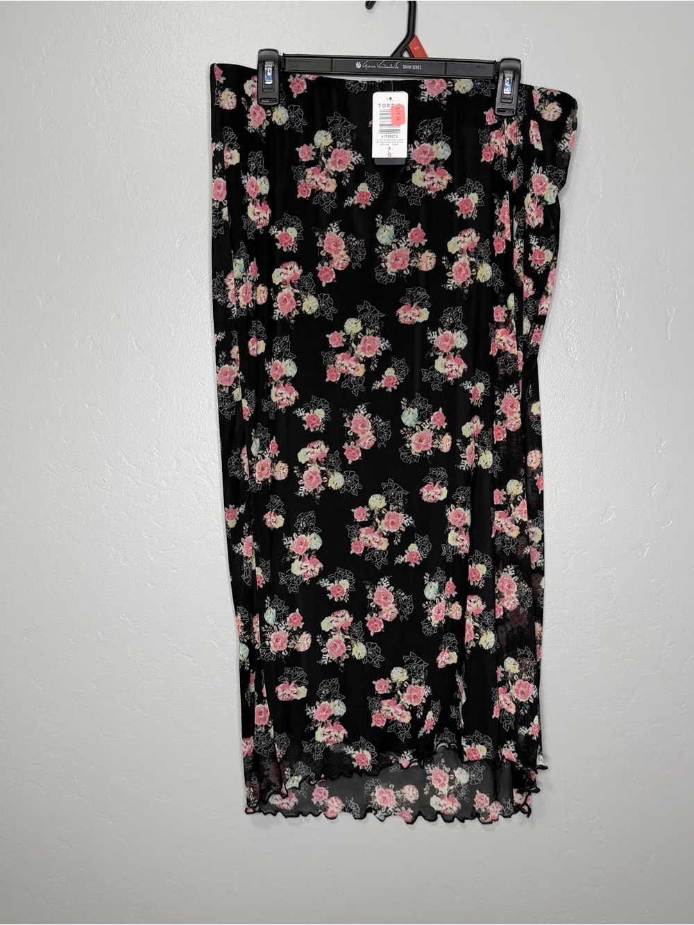 Torrid Women’s Curvy Floral Tea Length Mesh Pencil Skirt Sz 0 Large